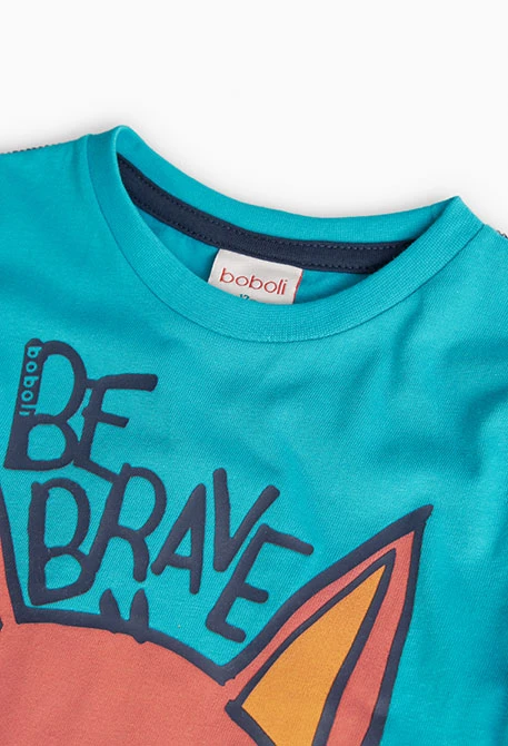 Camiseta de punto básica para bebé niño estampada en azul