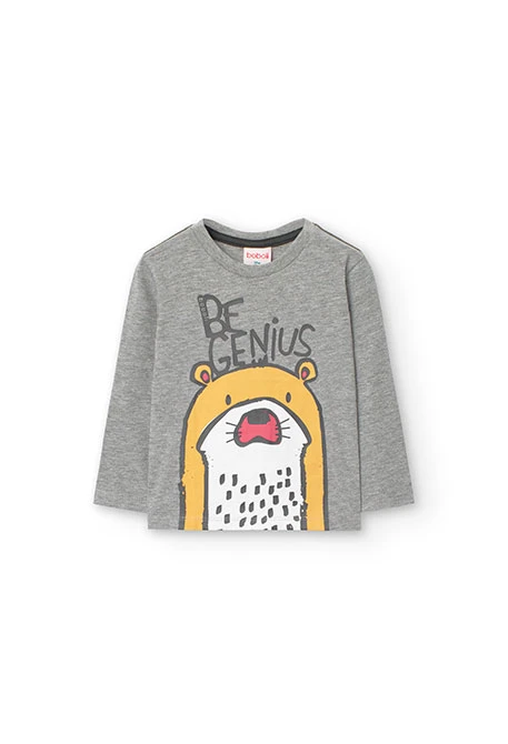 Camiseta de punto básica para bebé niño estampada en gris vigoré