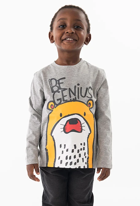 Camiseta de punto básica para bebé niño estampada en gris vigoré