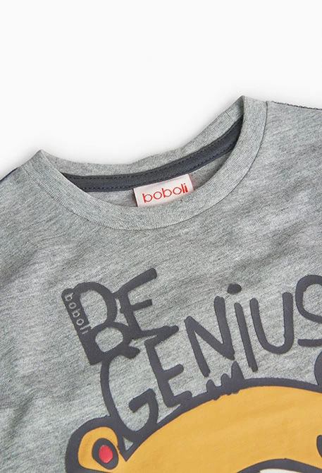 Camiseta de punto básica para bebé niño estampada en gris vigoré