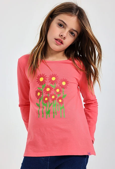 Camisola de malha elástica para menina cor morangos