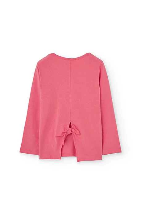 Maglietta elastica a maglia per bambina colore fragola