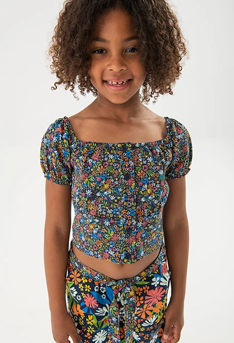 Camiseta de malha para menina com estampado