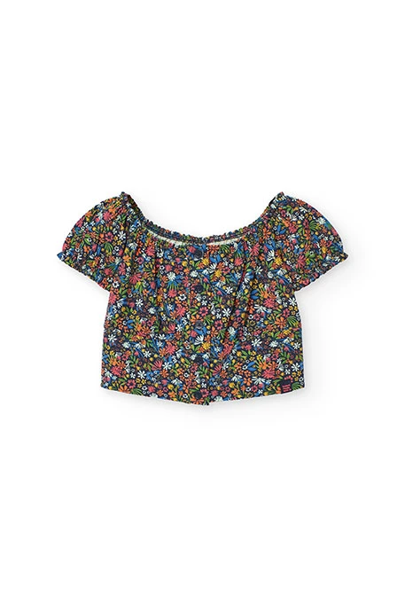 Maglietta in maglia per bambina con stampa