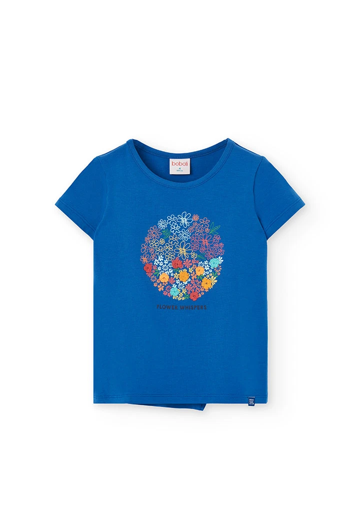 T-shirt en maille pour fille de couleur bleue