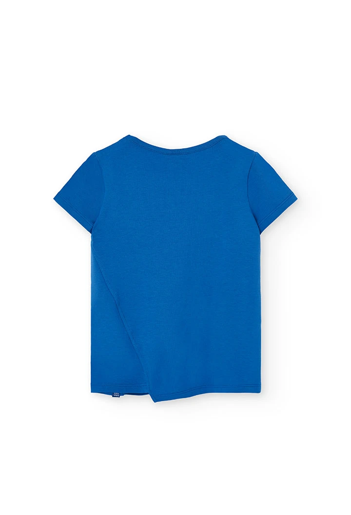 T-shirt en maille pour fille de couleur bleue