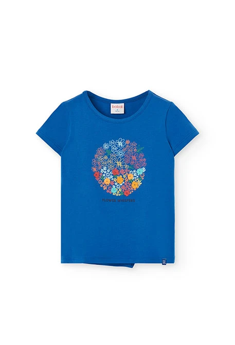 Camiseta de punto para niña en color azul
