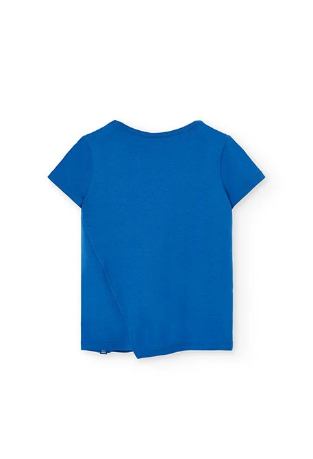 Camiseta de punto para niña en color azul