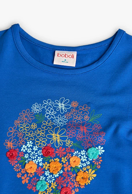 Camiseta de punto para niña en color azul