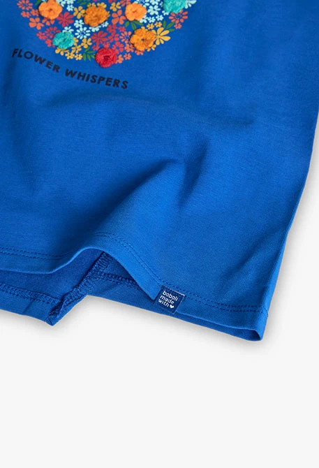 Camiseta de punto para niña en color azul