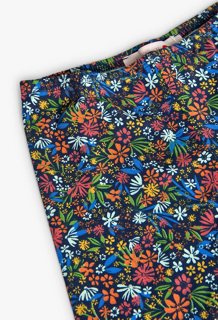 Leggings corsaire en maille pour fille avec imprimé floral.