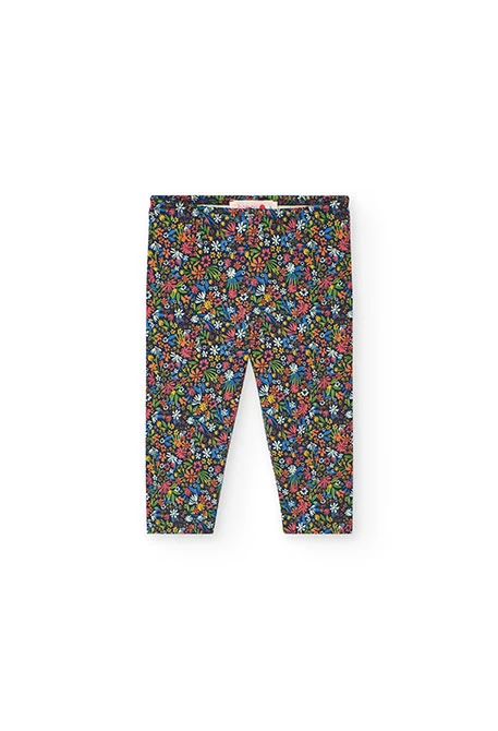 Leggings pirata de punto para niña con estampado de flores