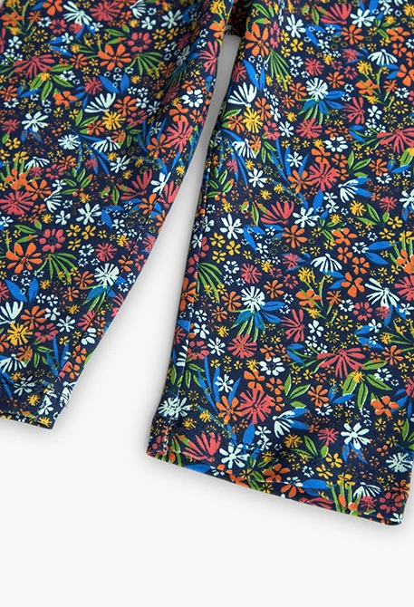 Leggings pirata de punto para niña con estampado de flores