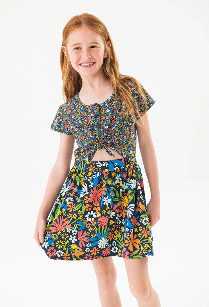 Robe en maille pour fille avec imprimé floral