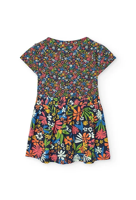 Vestido de malha para menina com estampado de flores