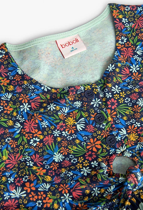 Vestido de malha para menina com estampado de flores