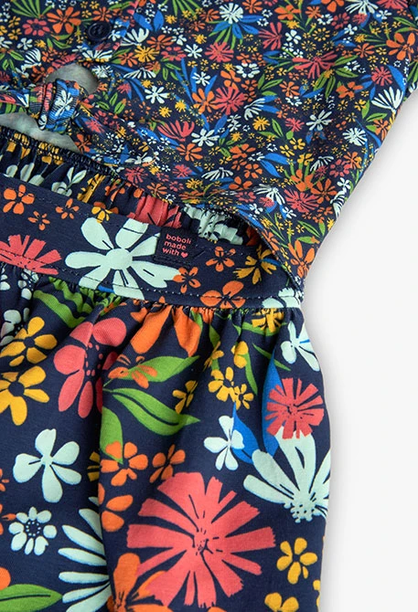Vestido de malha para menina com estampado de flores