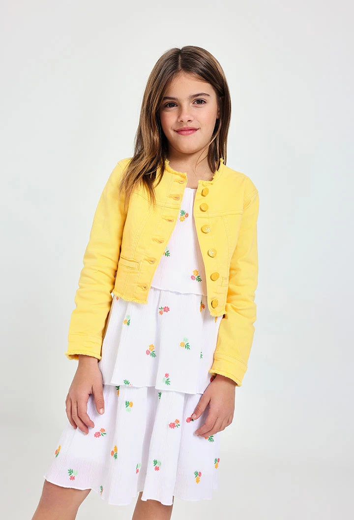 Bumble dress for girls with floral design in white colour