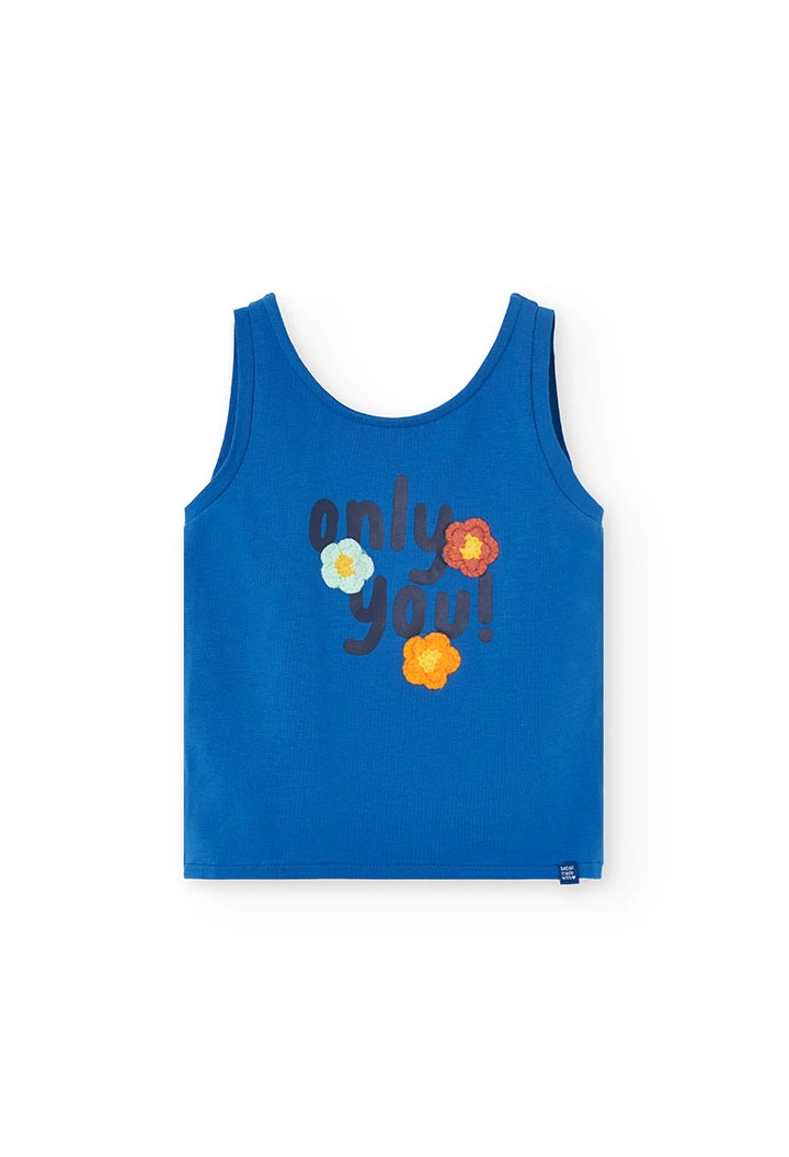 Canotta a maglia per bambina in blu
