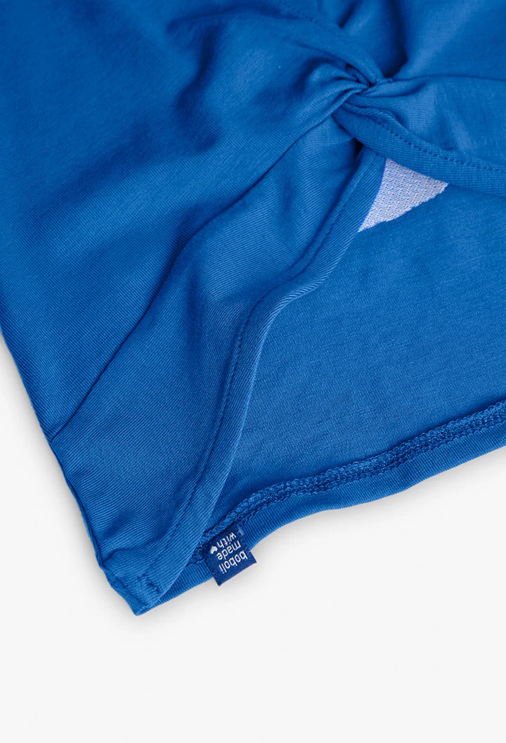 Camisola de alças de malha para menina em azul