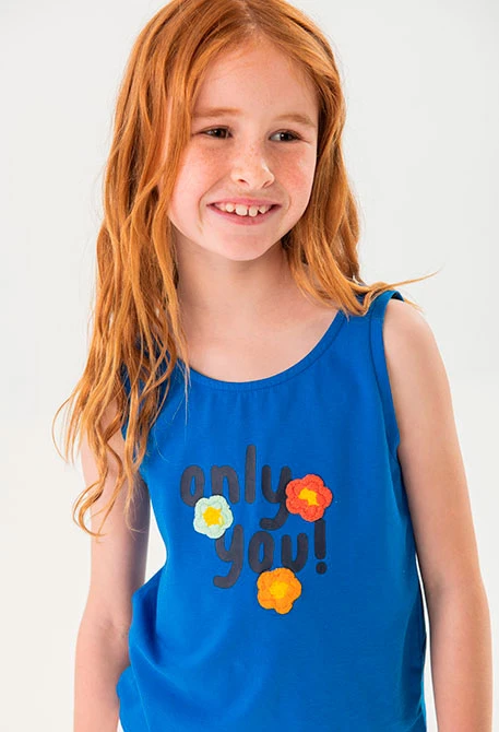 Canotta a maglia per bambina in blu