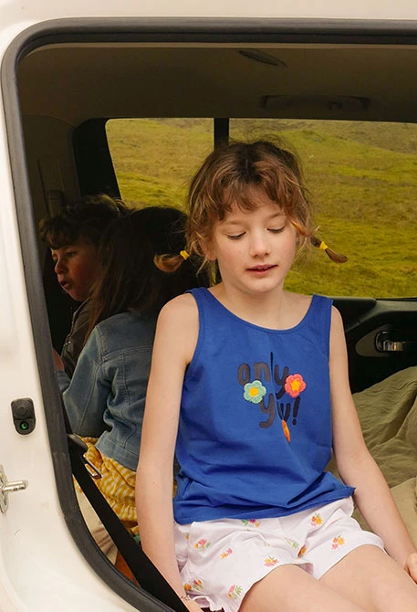 Canotta a maglia per bambina in blu