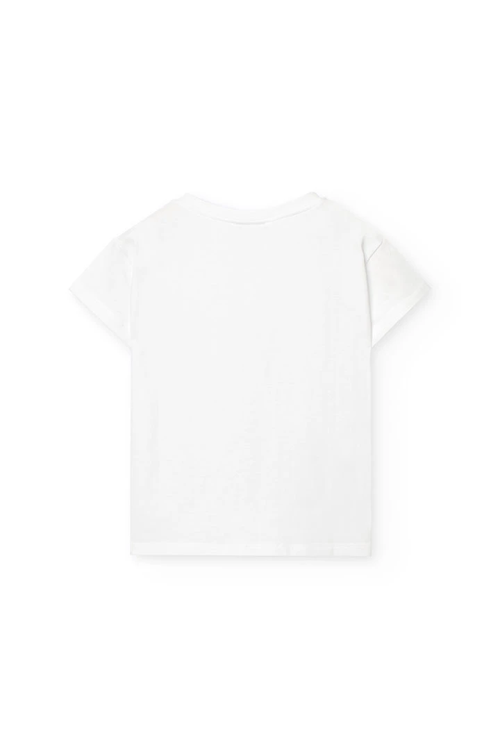 T-shirt de malha para menina em branco com estampado de flores
