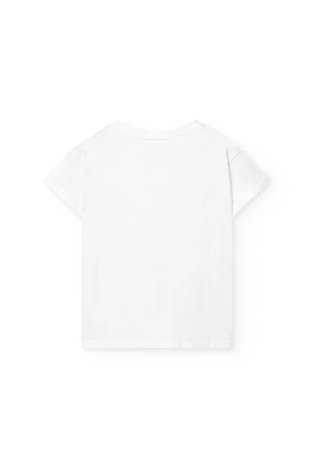 T-shirt de malha para menina em branco com estampado de flores