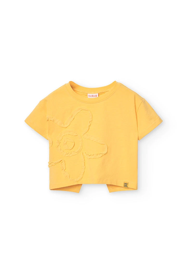 Maglietta a maglia per bambina in colore giallo