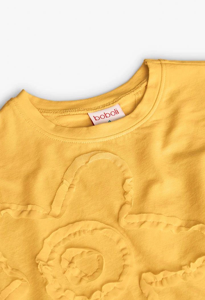 Maglietta a maglia per bambina in colore giallo