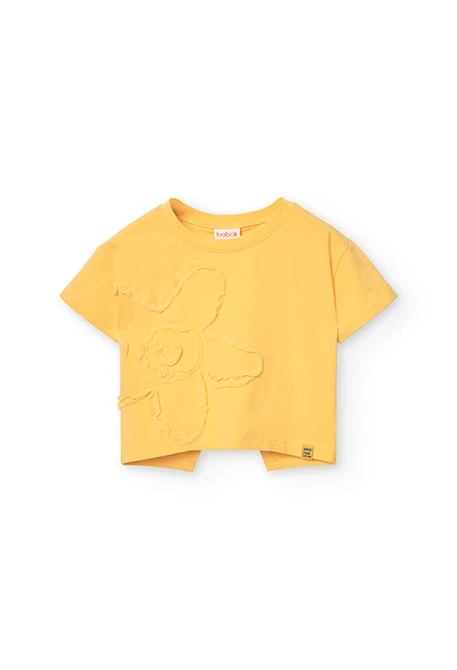 Maglietta a maglia per bambina in colore giallo
