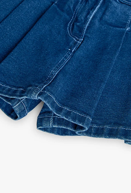 Gonna-pantaloncino in denim elastico per bambina di colore blu