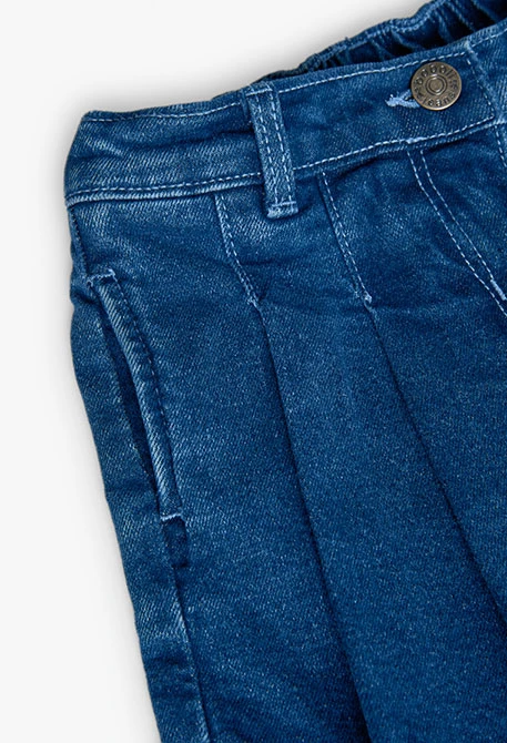 Gonna-pantaloncino in denim elastico per bambina di colore blu