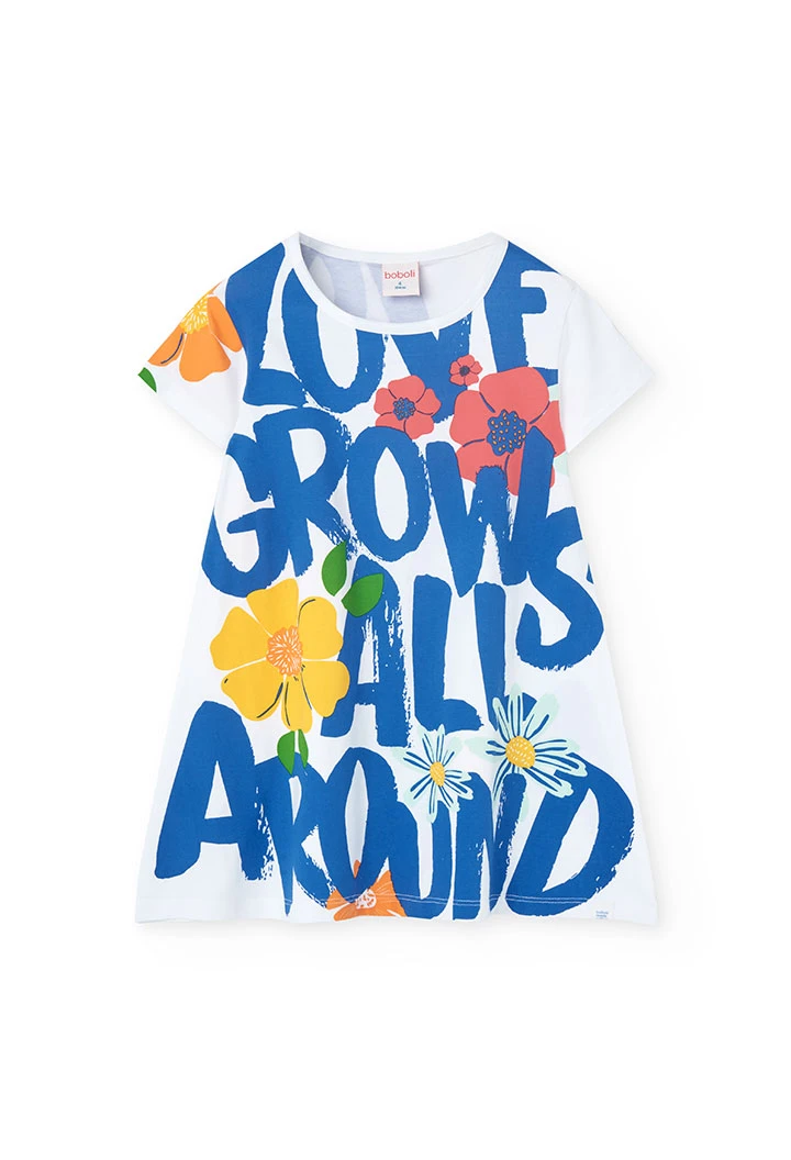 Abito in maglia elasticizzata per bambina di colore bianco