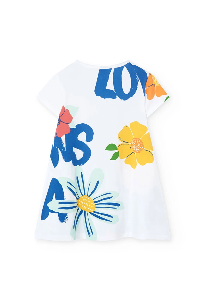 Robe en maille extensible pour fille en couleur blanche