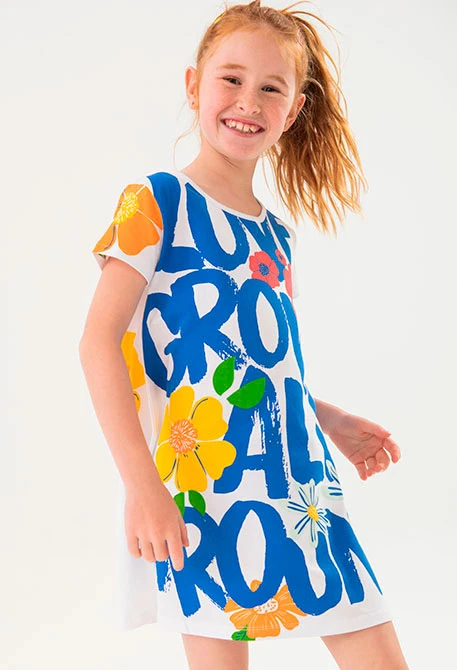 Abito in maglia elasticizzata per bambina di colore bianco