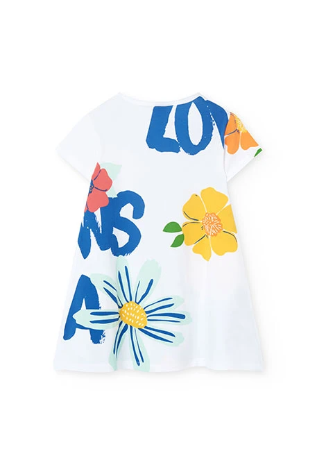 Robe en maille extensible pour fille en couleur blanche