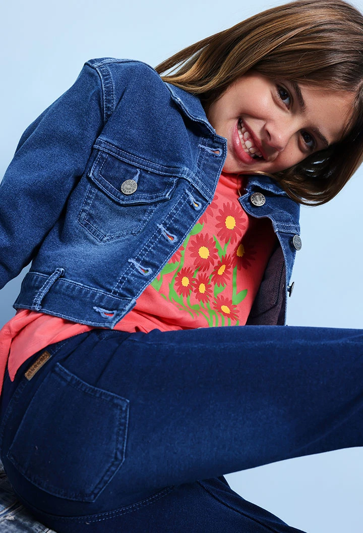 Giacca di jeans per bambina in blu