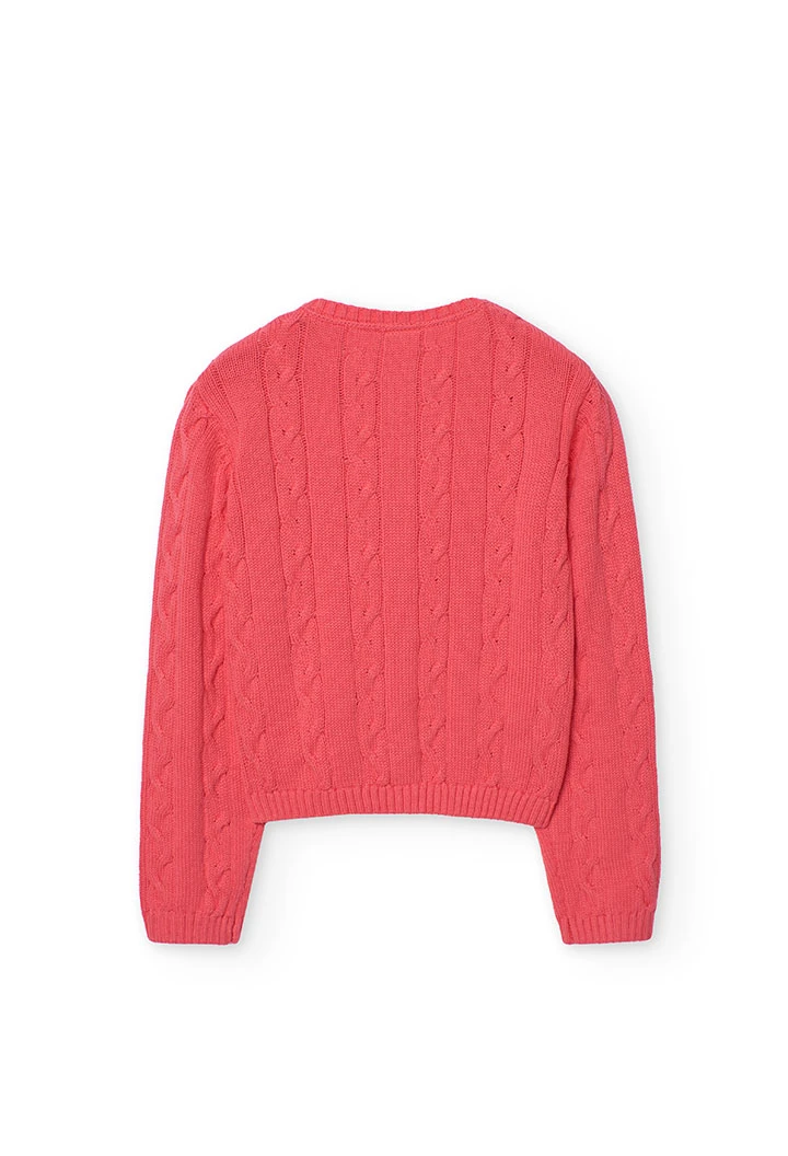 Giacca di maglia per bambina color fragola