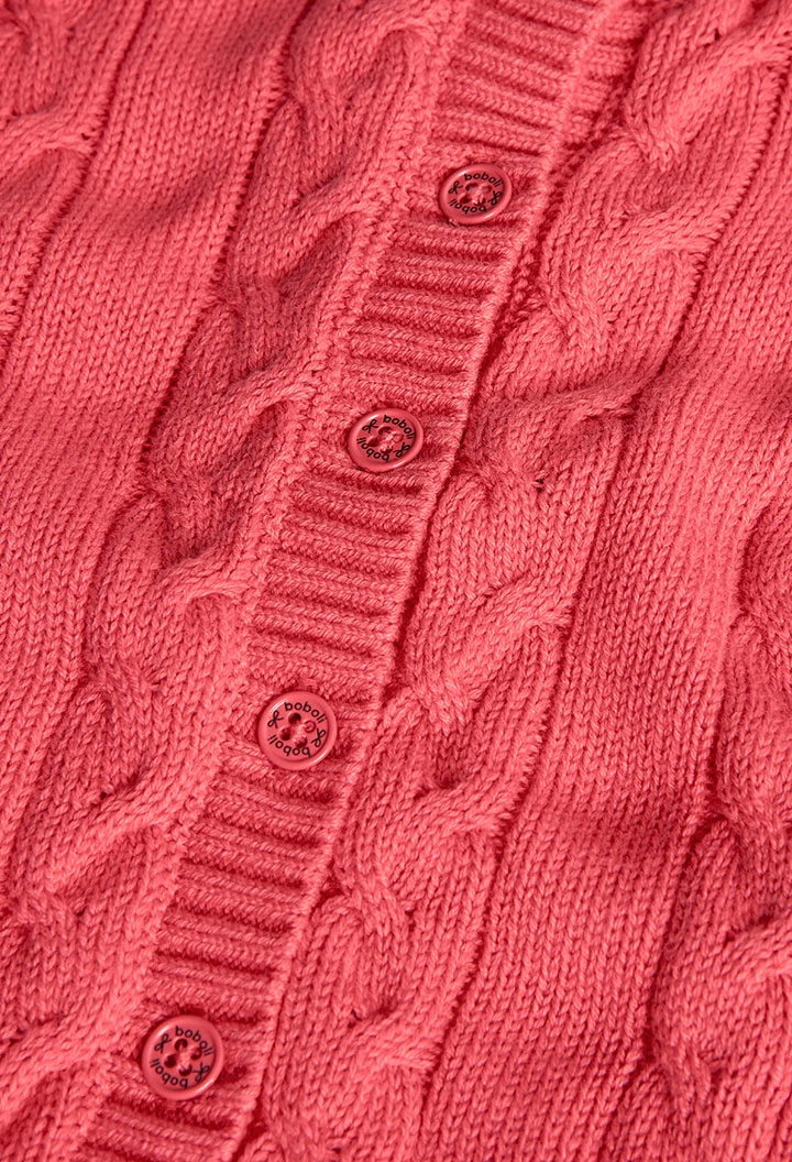 Giacca di maglia per bambina color fragola