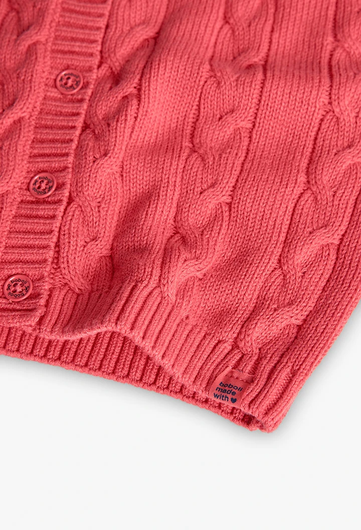 Giacca di maglia per bambina color fragola