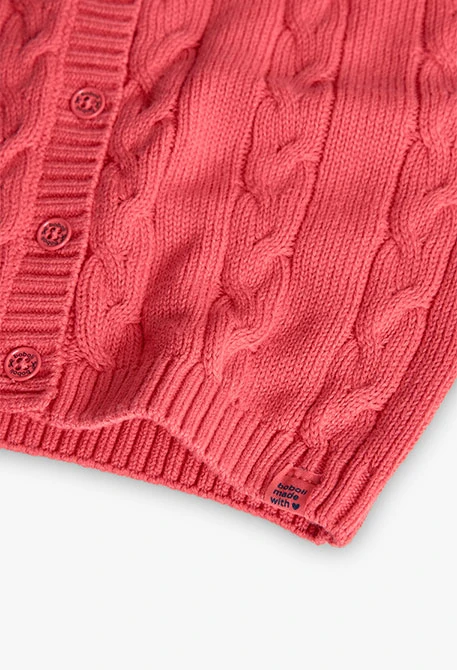 Strickjacke für Mädchen in Erdbeerfarbe
