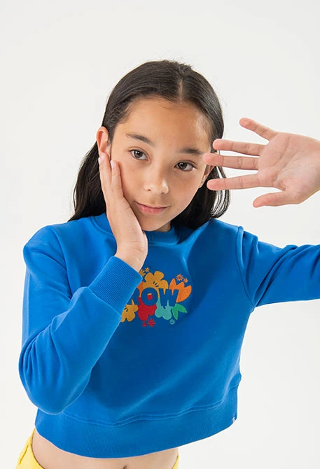 Sudadera de felpa para niña en color azul