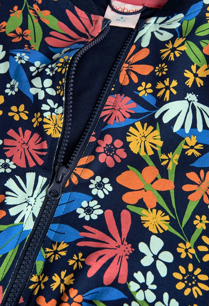 Bomber en maille pour fille avec imprimé floral