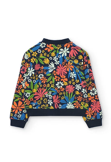 Bomber de malha para menina com estampado de flores