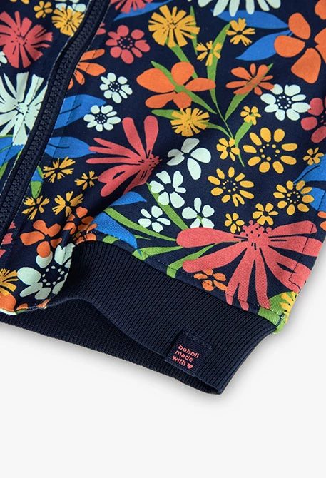 Bomber de malha para menina com estampado de flores