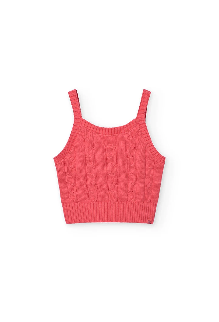 Pull en tricot pour fille de couleur fraise