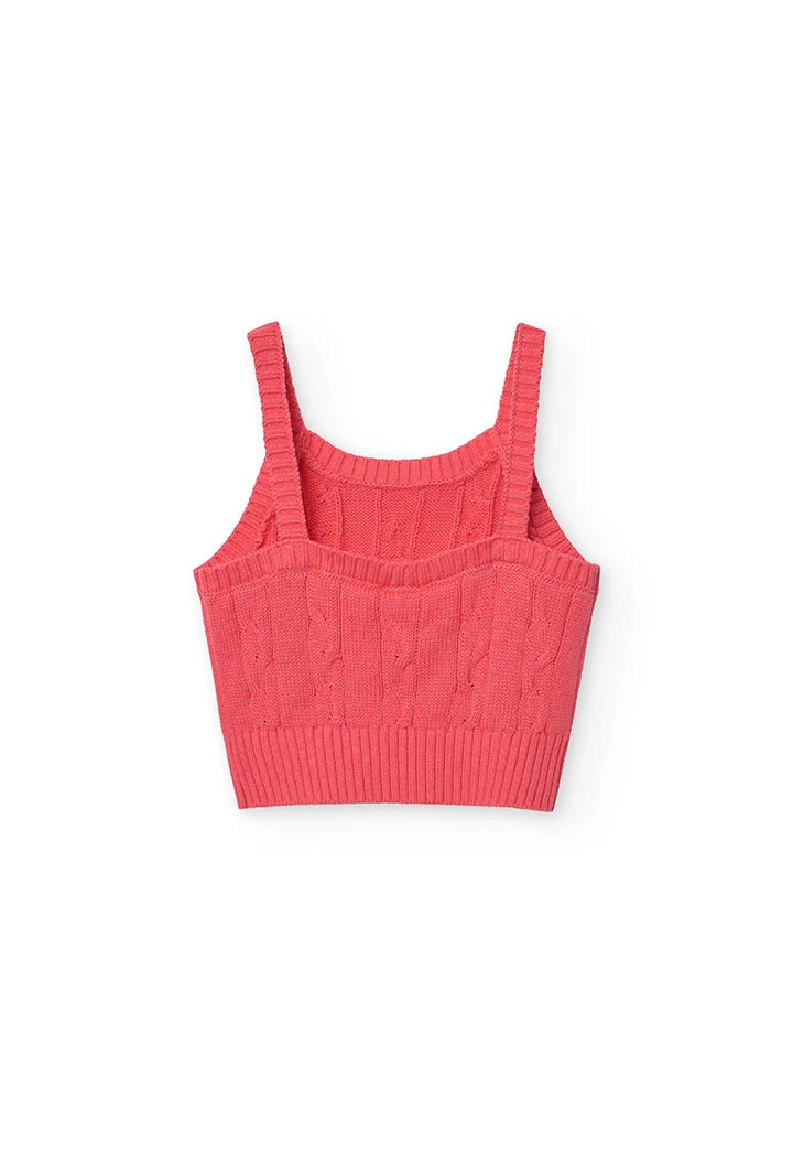 Pull en tricot pour fille de couleur fraise