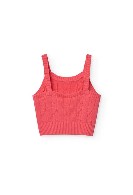 Maglione in maglia per bambina in colore fragola.