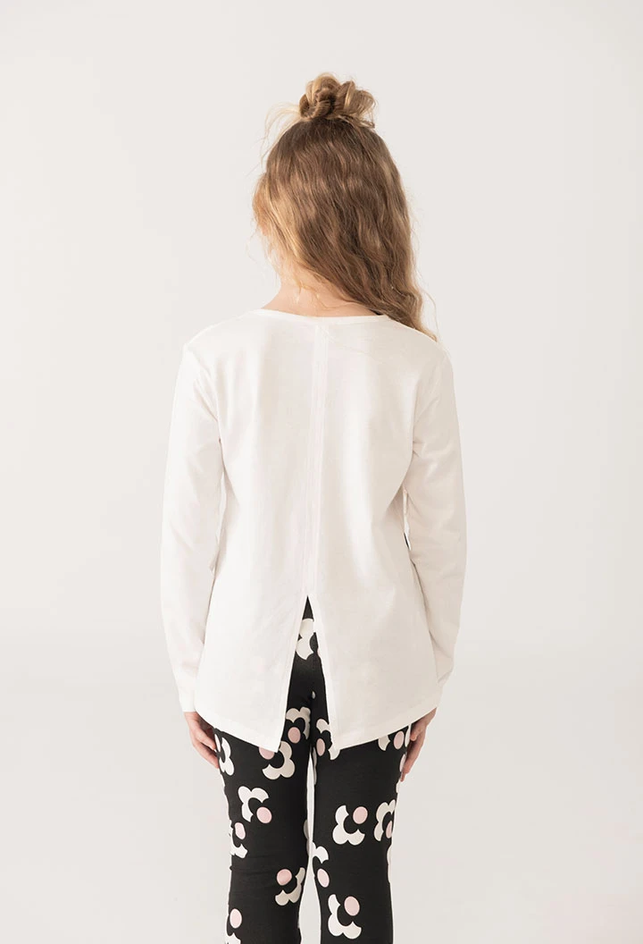 White jersey girl´s T-shirt with print